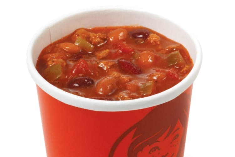 Wendy's chili is a spicy stew with ground beef, kidney beans, tomatoes, and pepper.