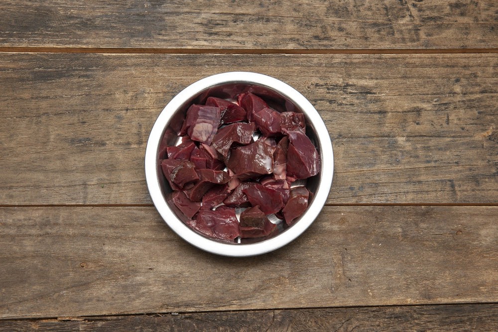 Dog Eating Beef Heart