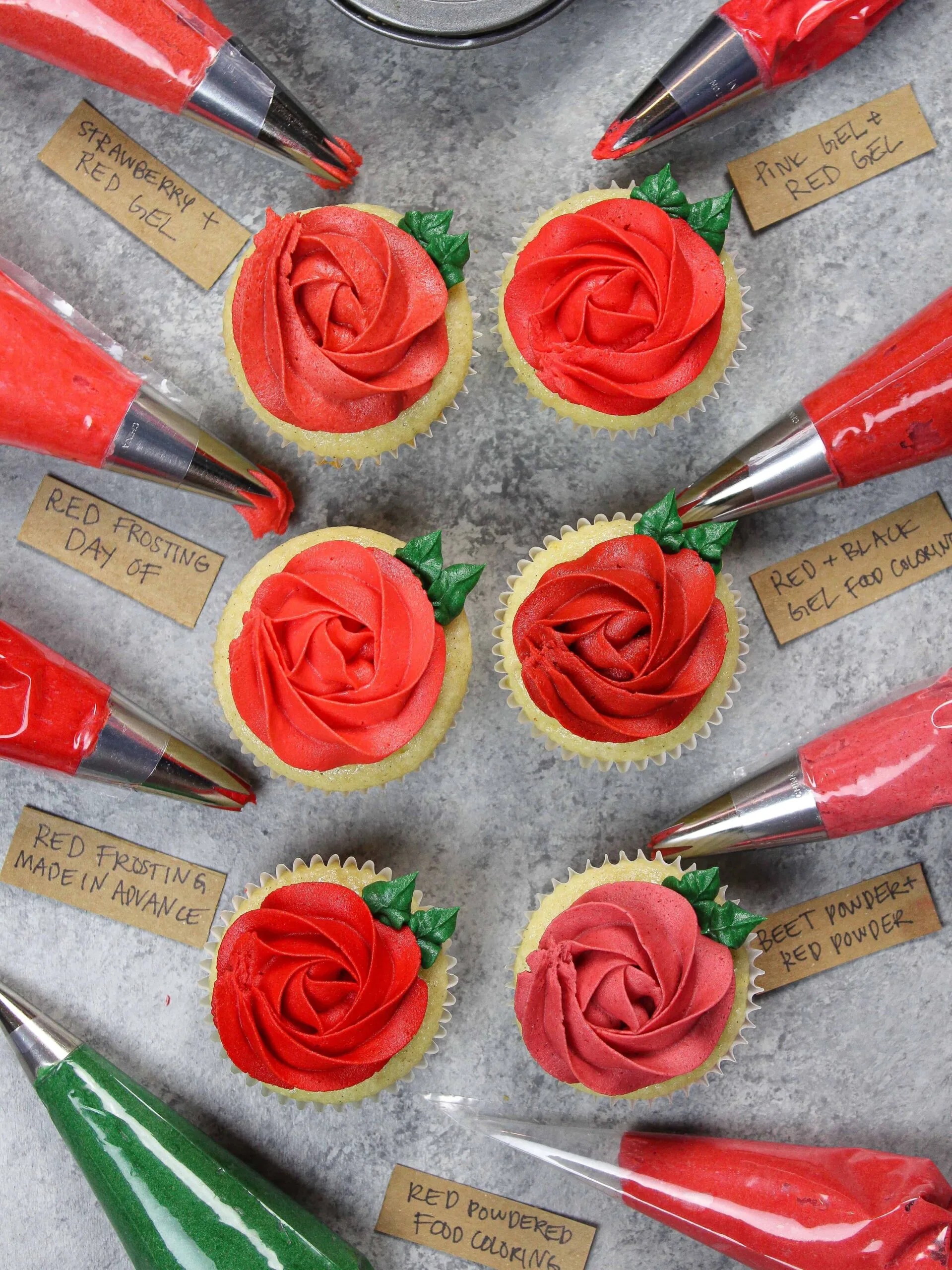 Red buttercream rosettes