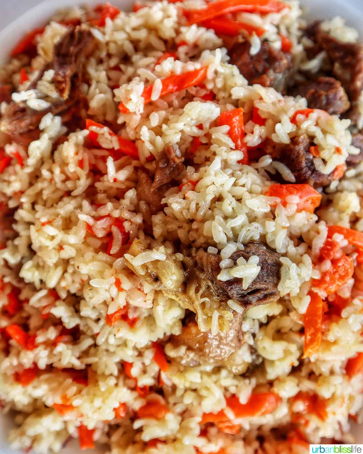 Plov: A Rice Dish with Meat, Carrots, Onions, and Spices, popular in Kazakhstan