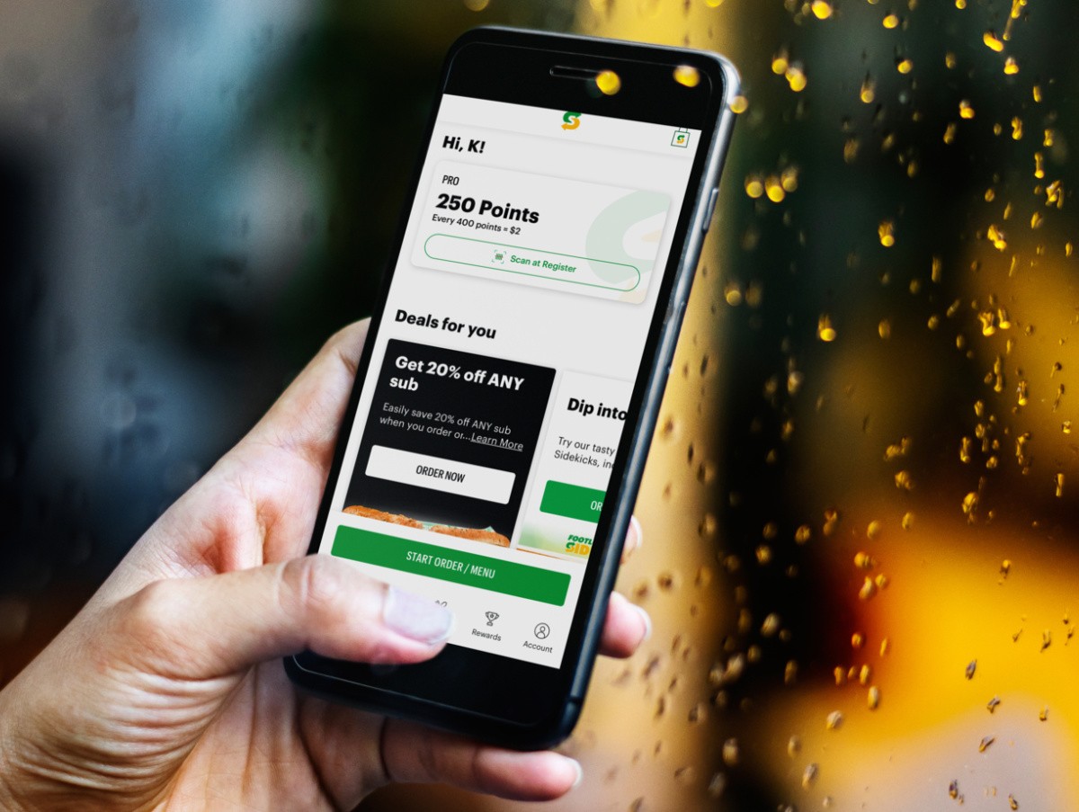 Subway App Interface with Rewards and Offers