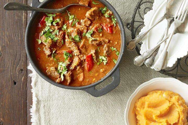 Hearty Potato Gulasch, a staple in Austrian food