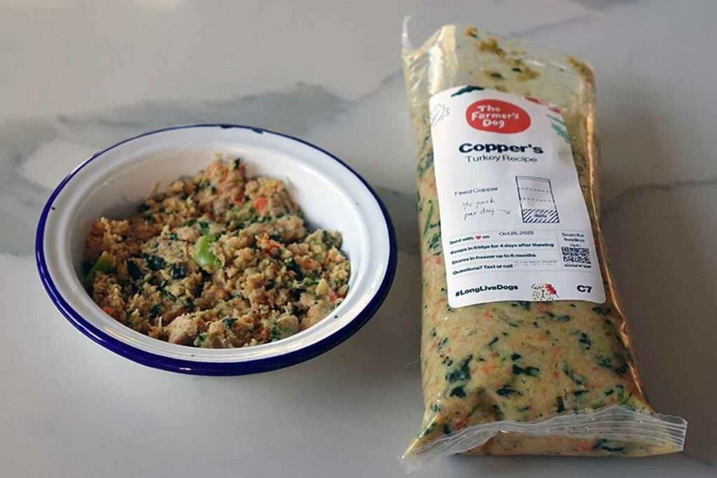 Labeled meals from The Farmer's Dog