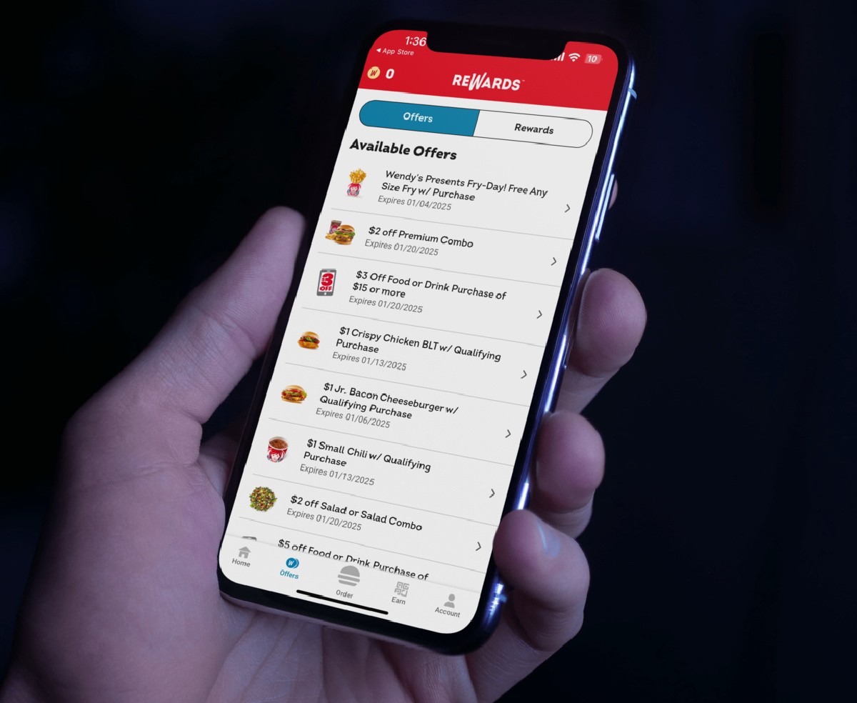 Wendy's App Interface with Current Deals