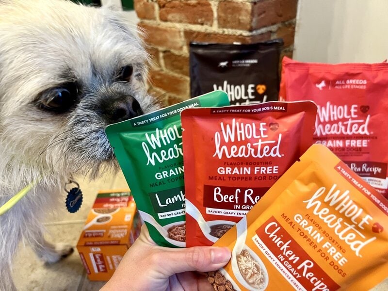 Wholehearted dog food with Gizmo