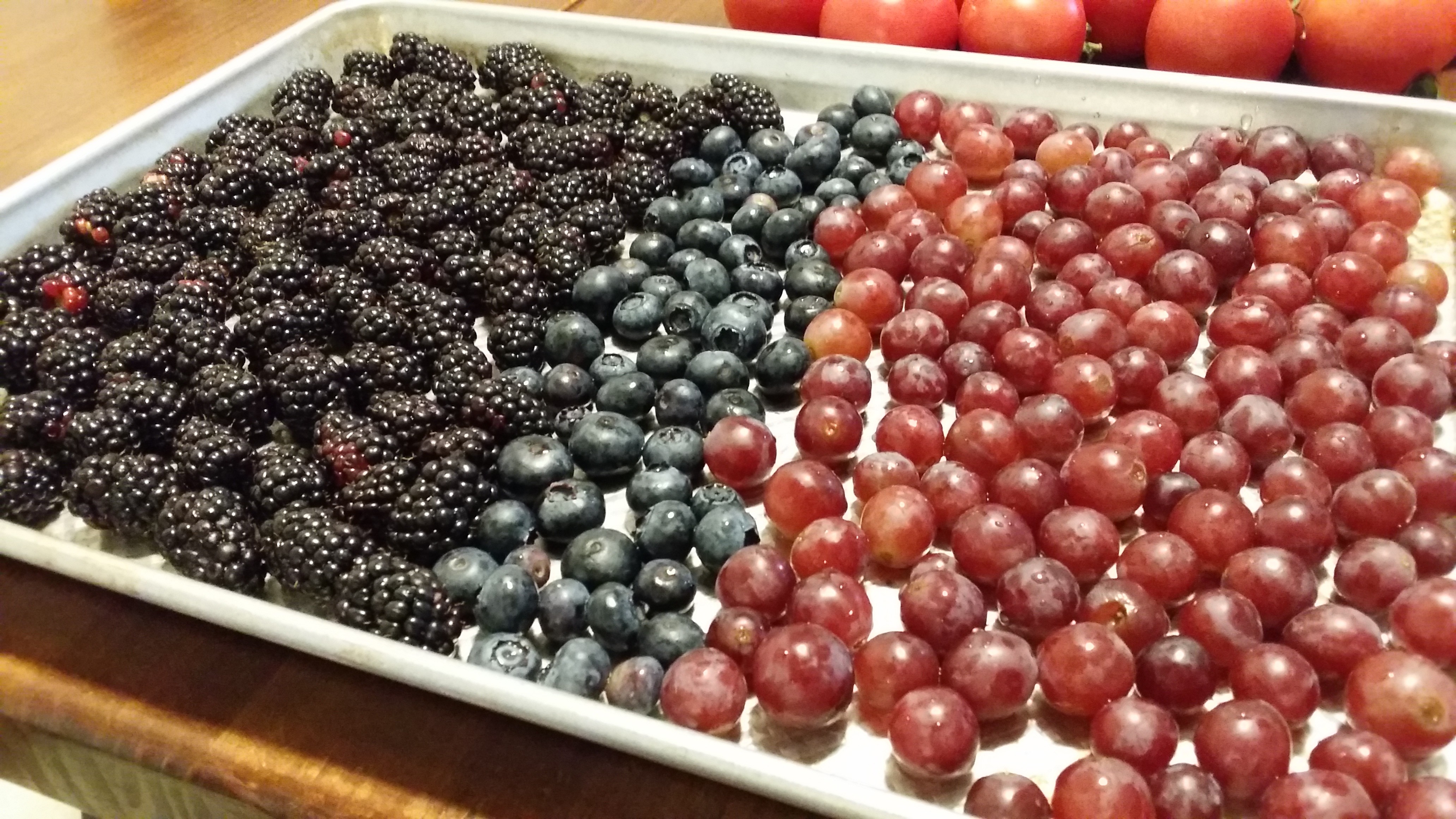 Frozen fruit on trays