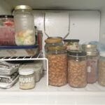 Glass jars filled with frozen beans