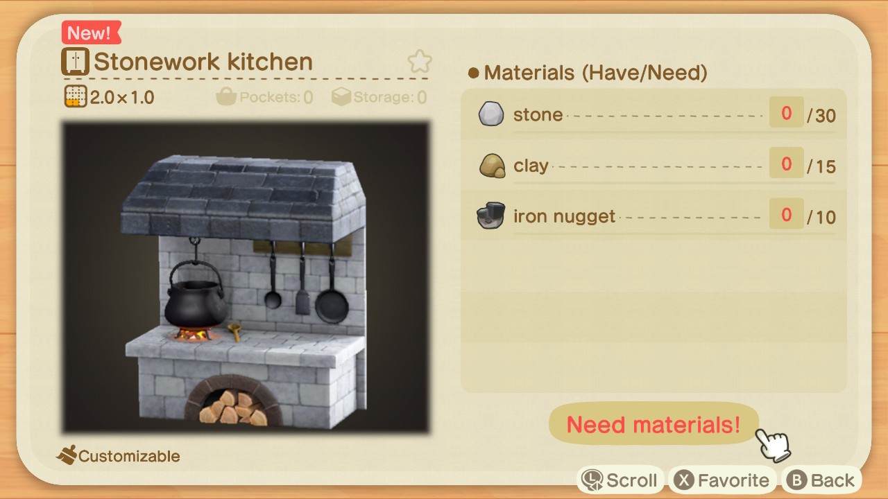 Animal Crossing player cooking at a stove in their home kitchen