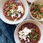clay pot with pinto beans