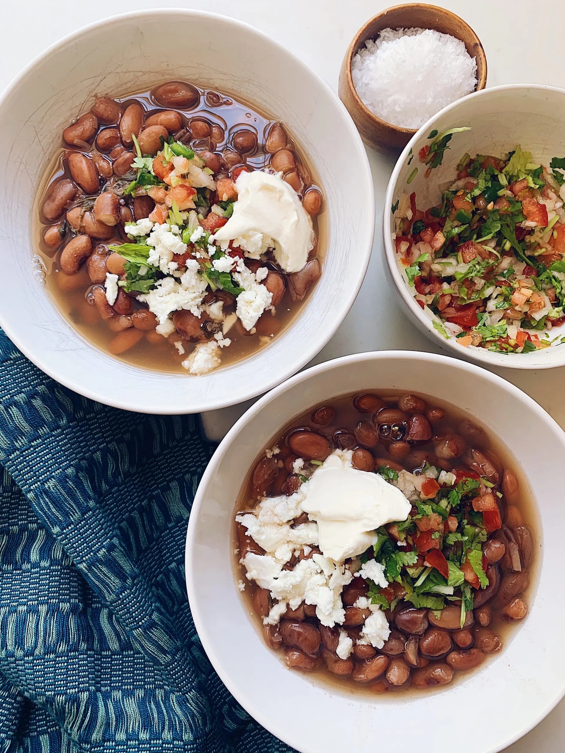 clay pot with pinto beans