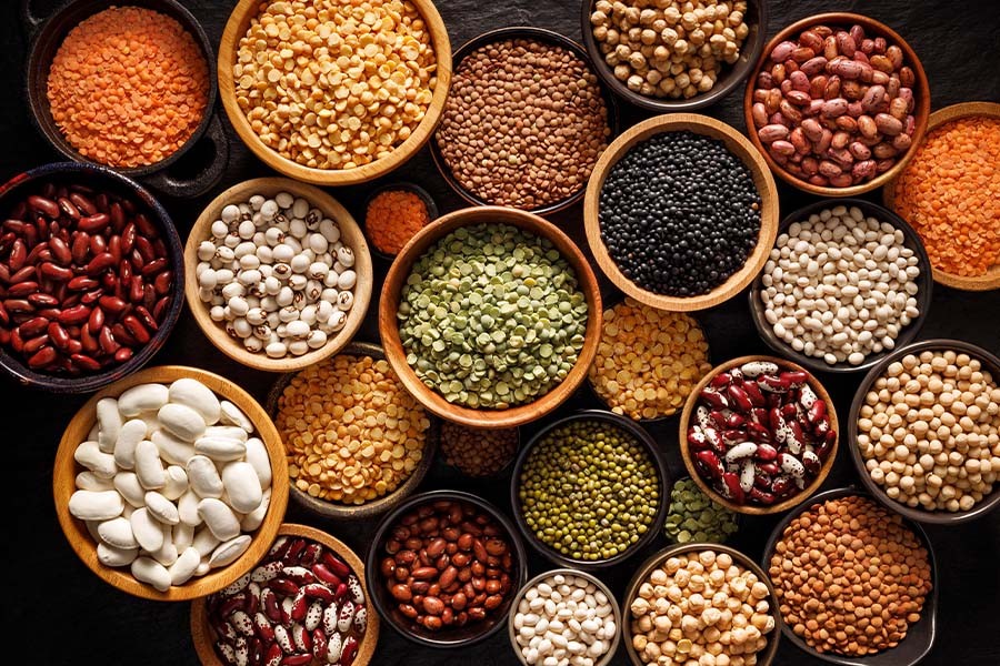 Variety of colorful legumes