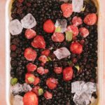 Frozen food in a styrofoam container with ice packs
