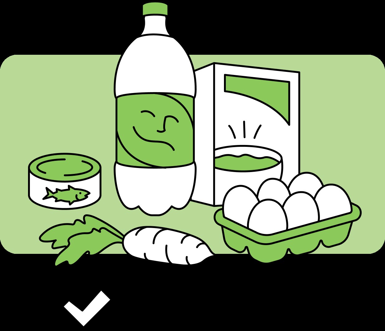 A selection of SNAP-eligible groceries available at Dollar Tree, including canned goods, pasta, and snacks