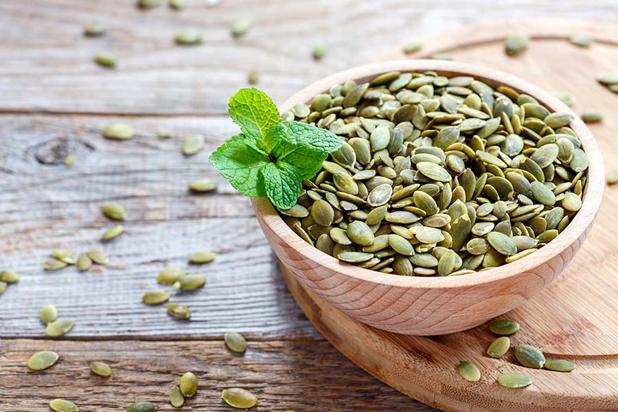 Pile of roasted pumpkin seeds