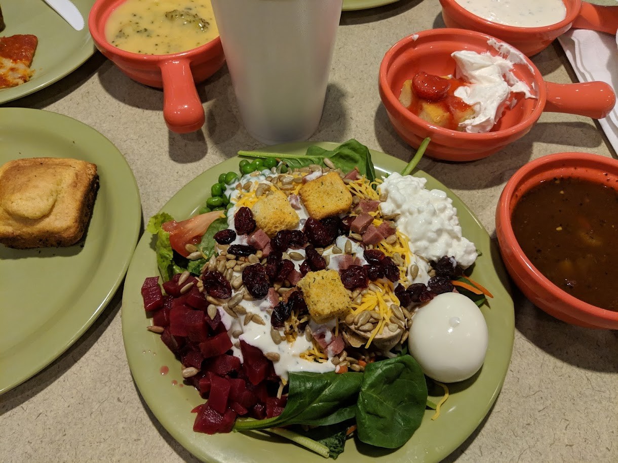 Extensive salad bar at Souper Salad
