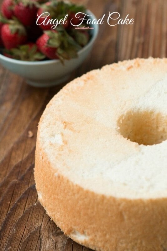 Angel food cake with fresh berries and whipped cream, a light and delicious dessert angel food cake