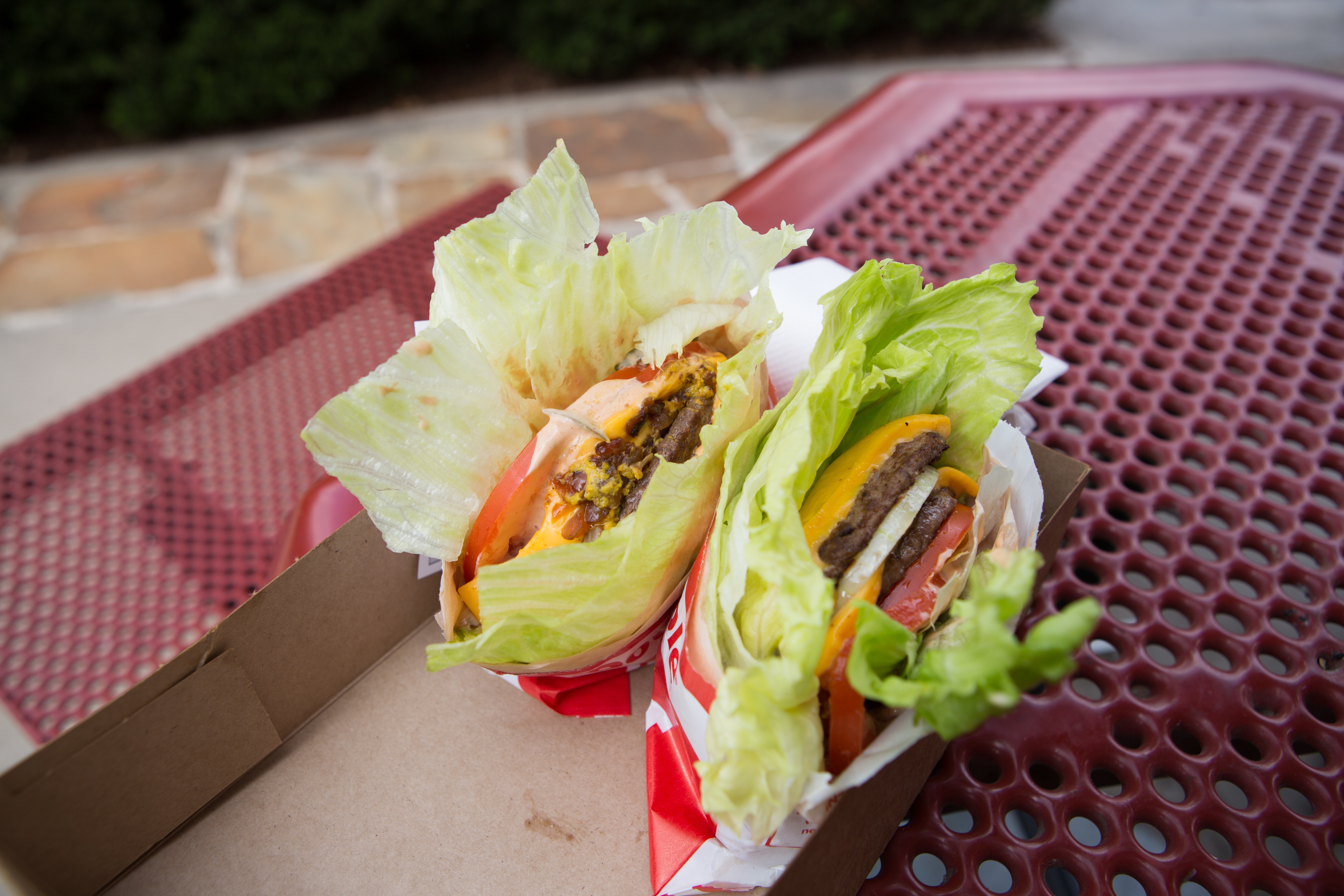 In-N-Out double-double protein style burger