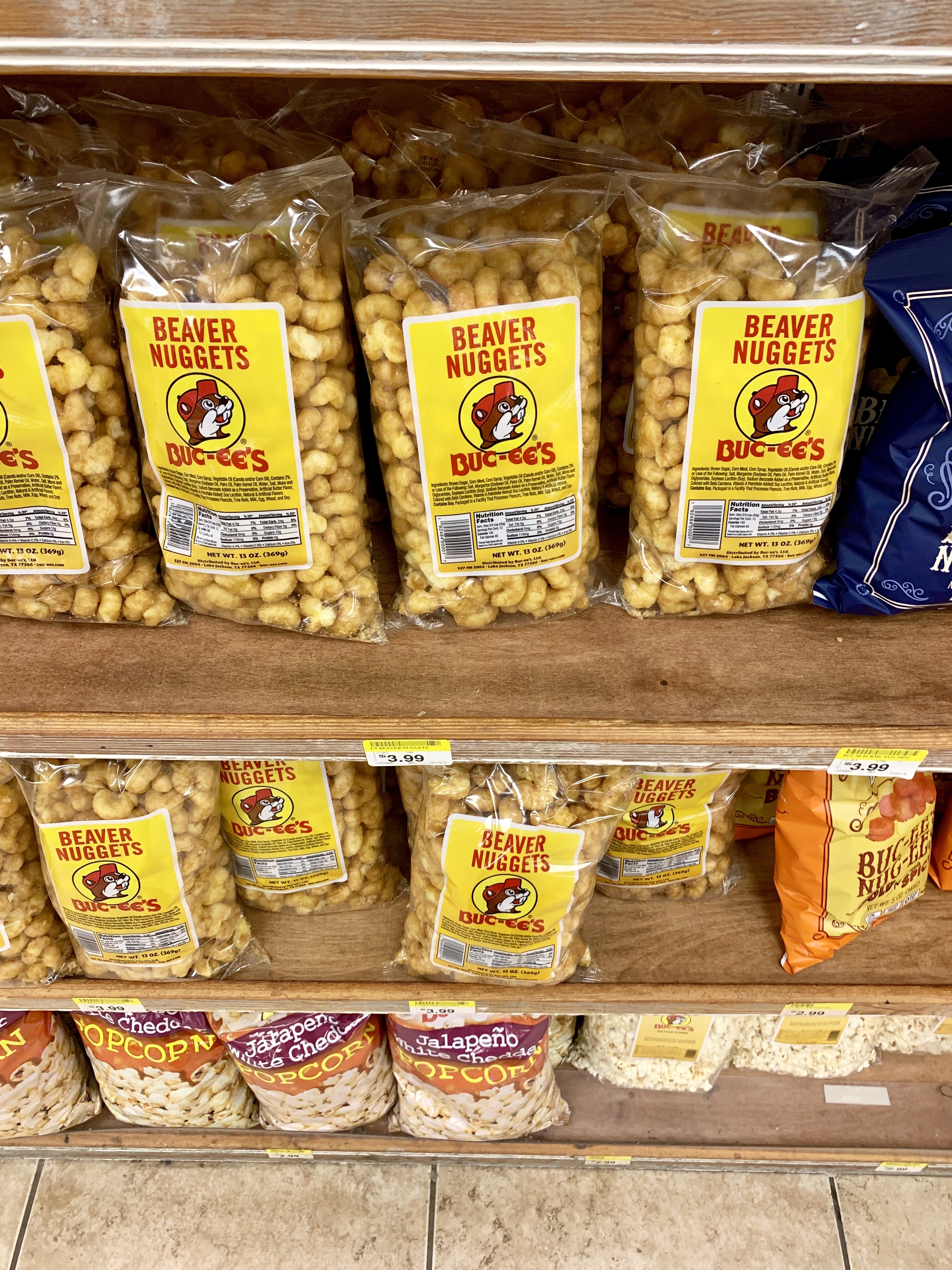 Caramel-coated Beaver Nuggets from Buc-ee's, the chain's iconic snack