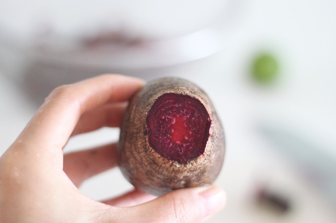 Chopped beetroot with vibrant red color