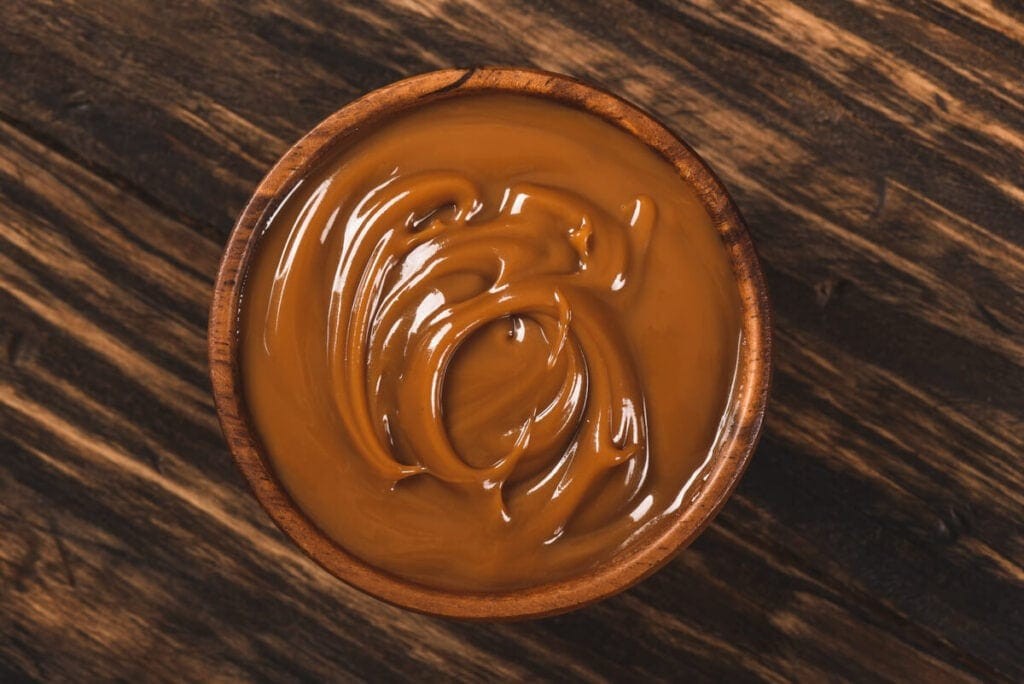 Creamy dulce de leche in a bowl