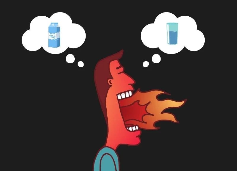 Water, ineffective for relieving spicy food burn