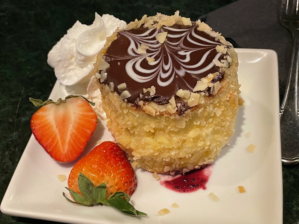 Boston Cream Pie on a small dish