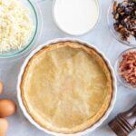 Ingredients arranged for making a breakfast quiche