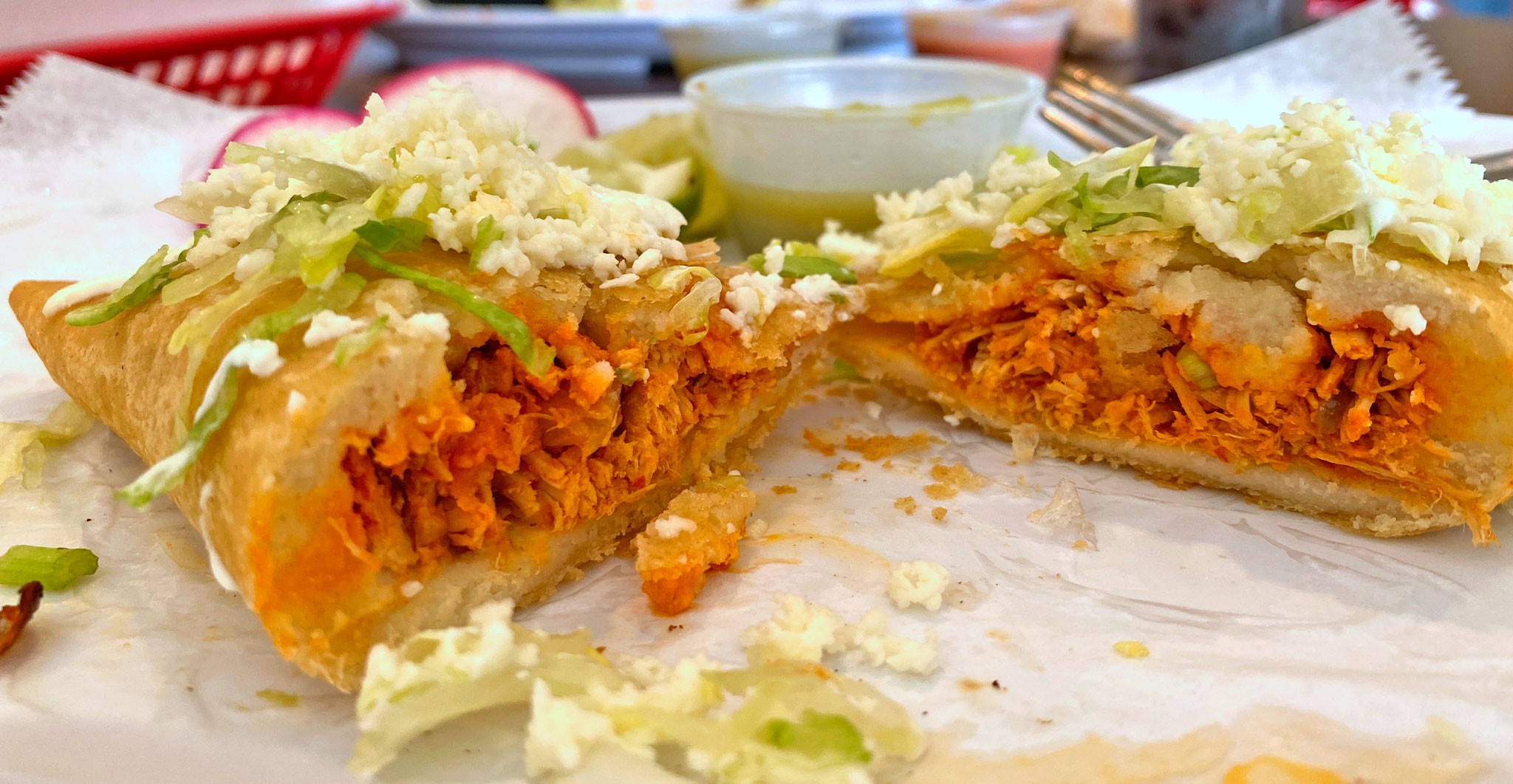 Delicious chicken tinga empanada, a specialty at TacoMiendo St Pete
