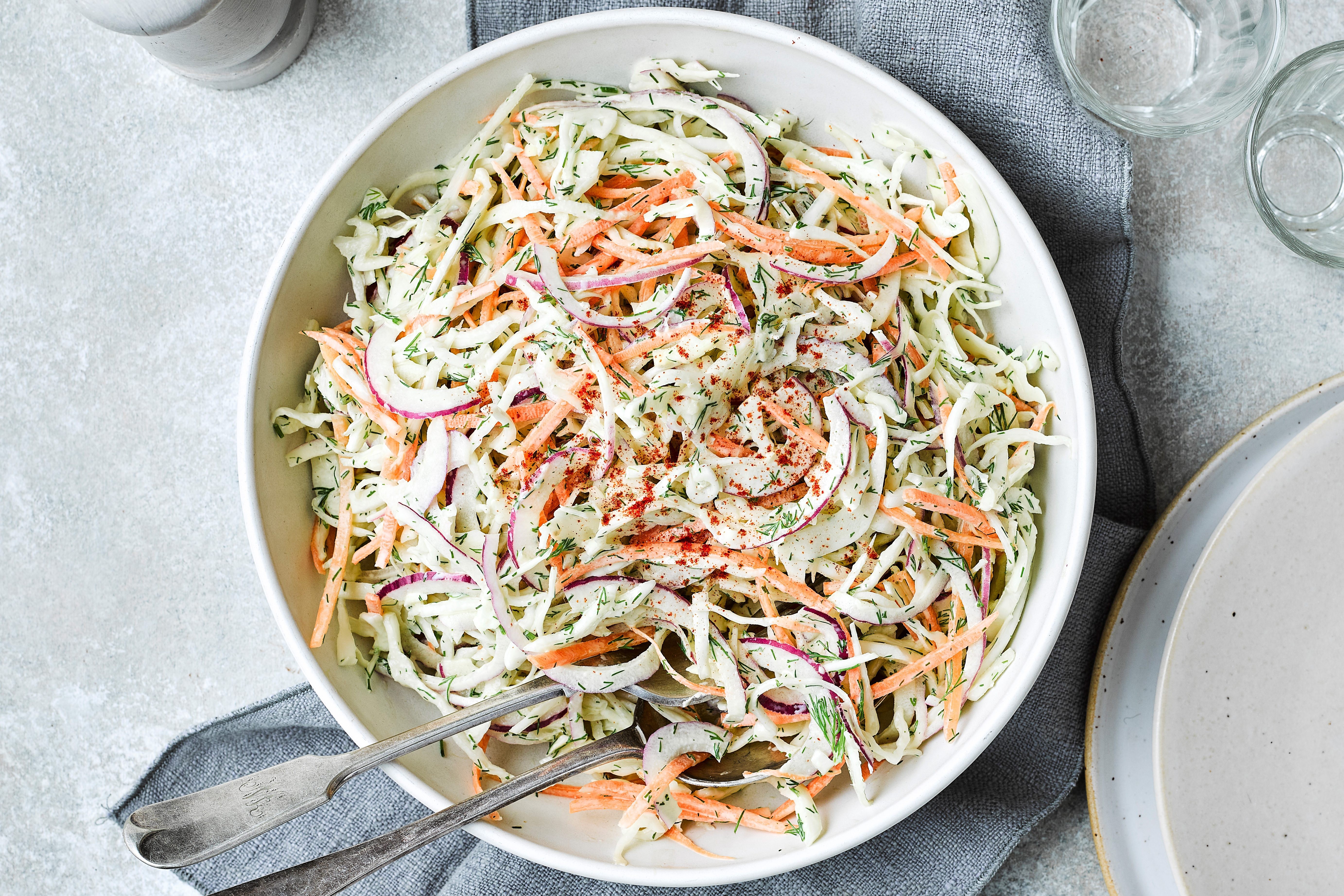 Classic homemade slaw in a bowl