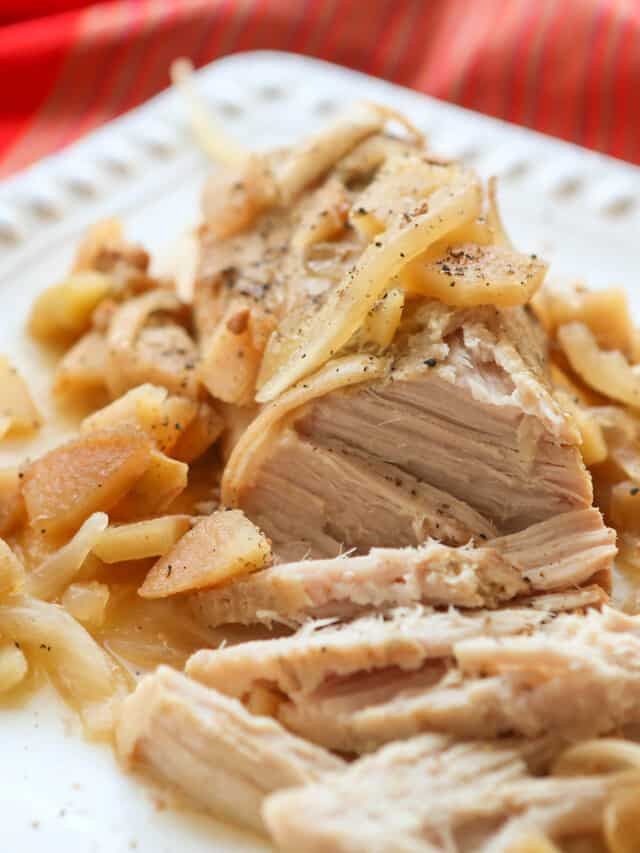 Platter of apple pork tenderloin.