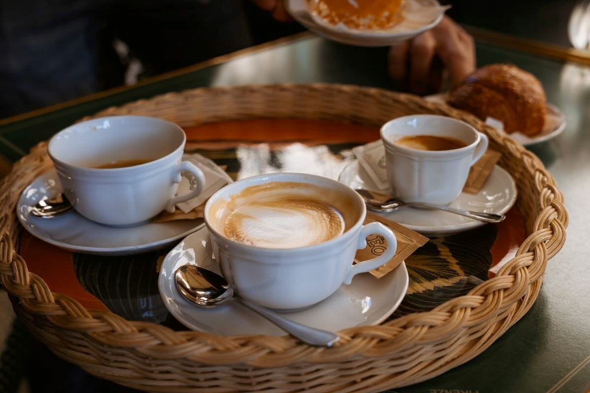 A Tray with Three Cups of Coffee