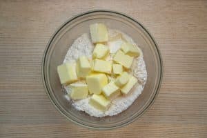 Adding the butter cubes