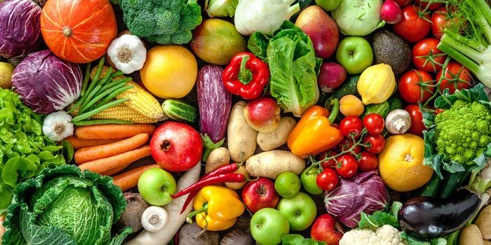 Variety of colorful fruits and vegetables rich in antioxidants