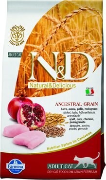 Bag of Farmina Natural & Delicious Chicken & Ancestral Low-Grain Formula Dry Cat Food