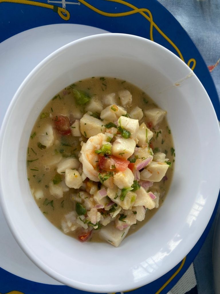 Ecuadorian Fish ceviche during Pinzon Island tour
