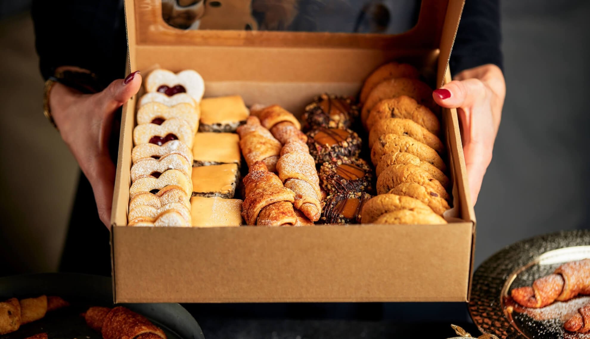 Packed cookies are prepared for shipping out of state.