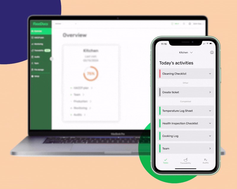 FoodDocs mobile and desktop apps in action