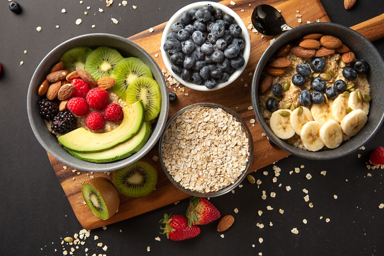 Assortment of fresh foods believed to help clean arteries