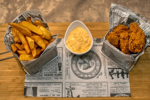 Close-up of crispy fried chicken pieces.
