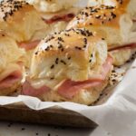 Baked Ham And Swiss Sliders on White Tray Buns