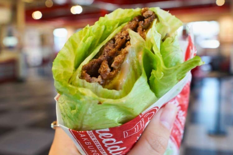 A lettuce wrapped burger.