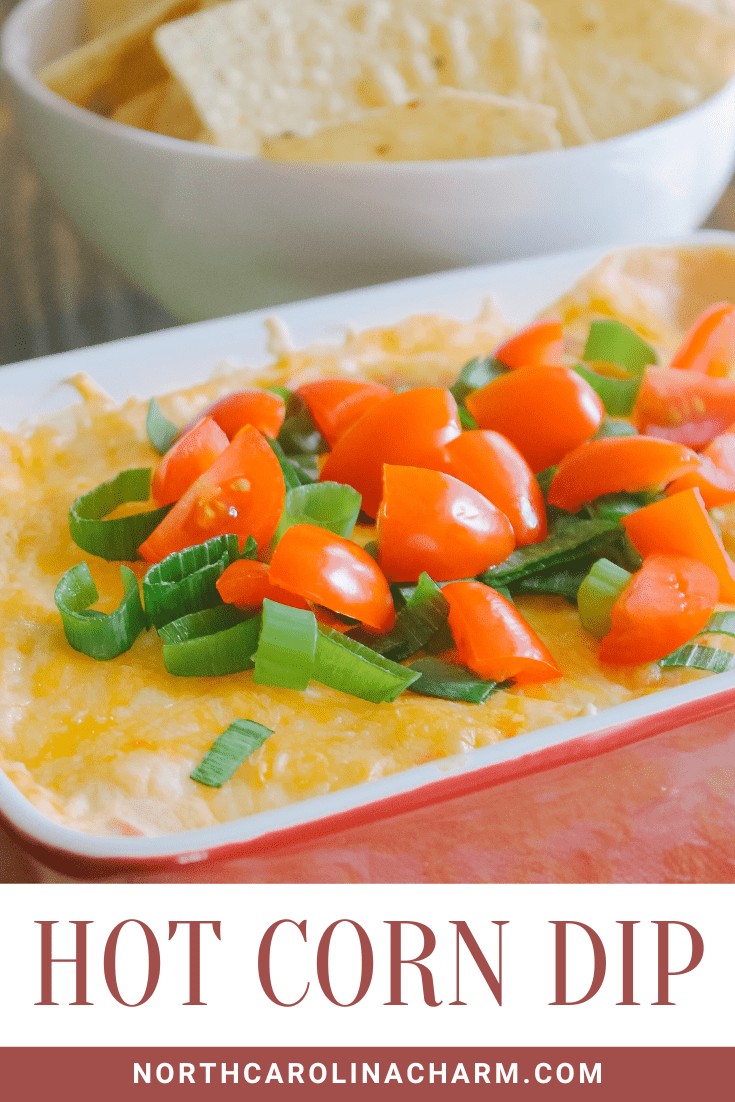 Warm and cheesy Hot Corn Dip for Super Bowl party