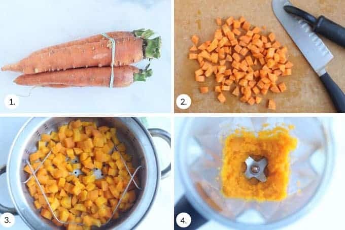 Steaming carrots for baby food to retain maximum nutrients