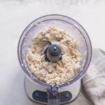 Shredded chicken breast in a food processor