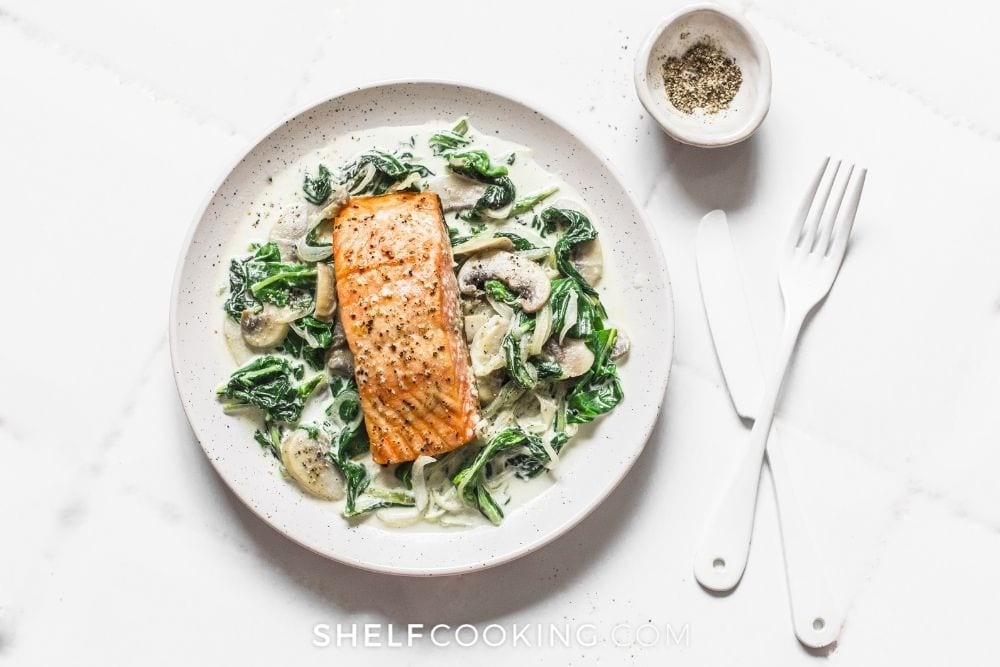 dinner plate with healthy meal