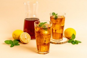 glass of iced tea with fresh mint.
