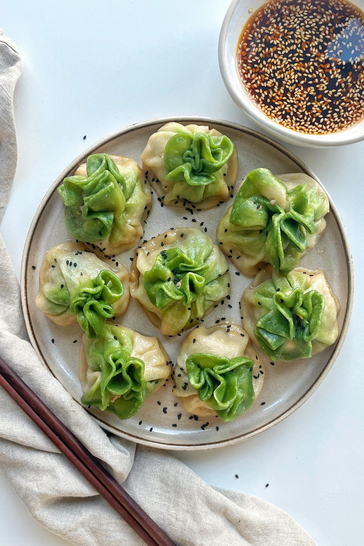 Pork and corn dumplings ready to be steamed, showcasing the vibrant colors and textures of the ingredients.