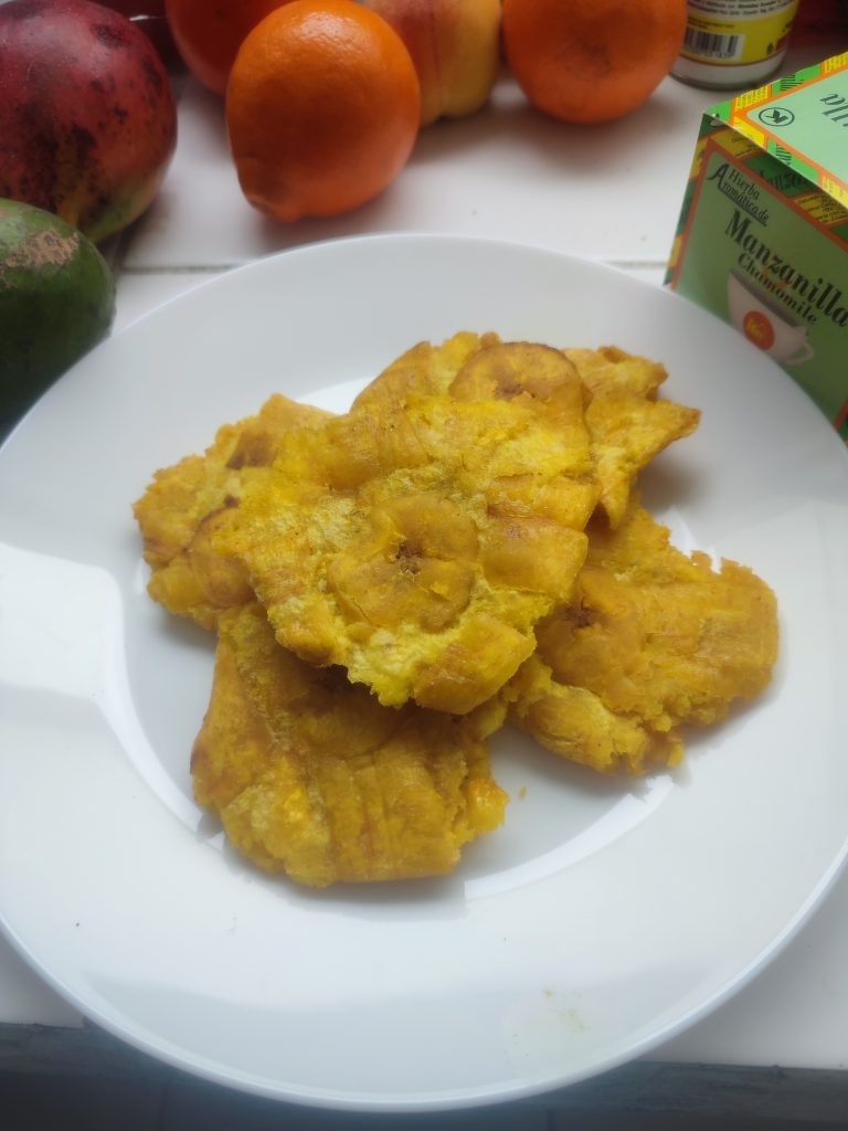 Patacones (Fried Plantains) as a snack in Ecuador