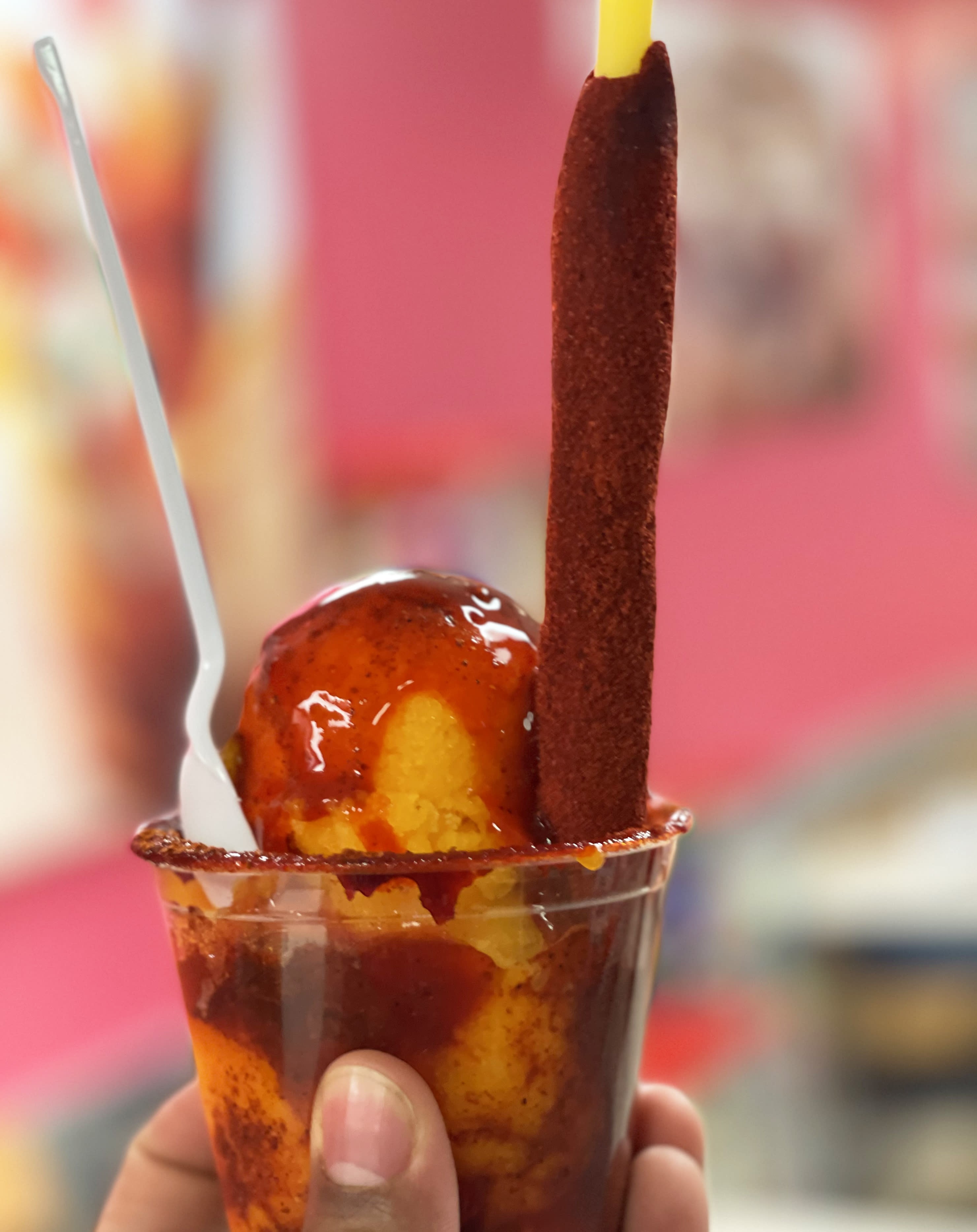 Frozen drink from La Real Michoachana featuring a vibrant and refreshing Mexican treat