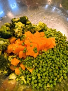 Broccoli, peas and pumpkin mix for dog food